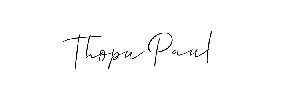 It looks lik you need a new signature style for name Thopu Paul. Design unique handwritten (Allison_Script) signature with our free signature maker in just a few clicks. Thopu Paul signature style 2 images and pictures png