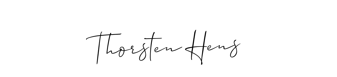 It looks lik you need a new signature style for name Thorsten Hens. Design unique handwritten (Allison_Script) signature with our free signature maker in just a few clicks. Thorsten Hens signature style 2 images and pictures png