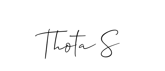 Design your own signature with our free online signature maker. With this signature software, you can create a handwritten (Allison_Script) signature for name Thota S. Thota S signature style 2 images and pictures png