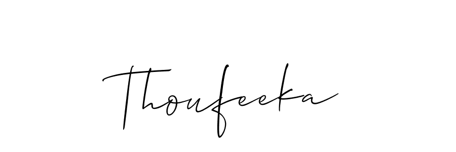 Also we have Thoufeeka name is the best signature style. Create professional handwritten signature collection using Allison_Script autograph style. Thoufeeka signature style 2 images and pictures png