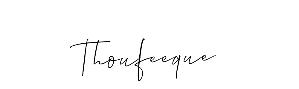 Thoufeeque stylish signature style. Best Handwritten Sign (Allison_Script) for my name. Handwritten Signature Collection Ideas for my name Thoufeeque. Thoufeeque signature style 2 images and pictures png