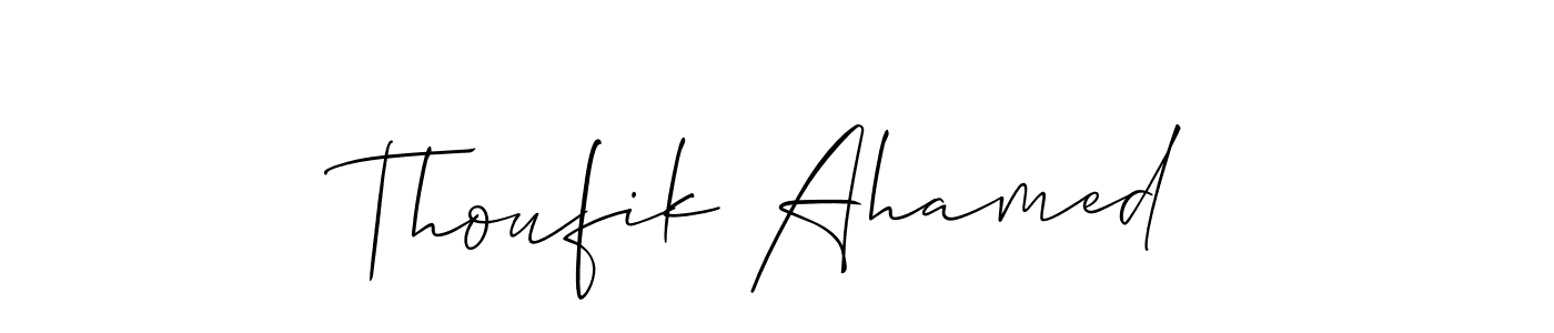 Also we have Thoufik Ahamed name is the best signature style. Create professional handwritten signature collection using Allison_Script autograph style. Thoufik Ahamed signature style 2 images and pictures png