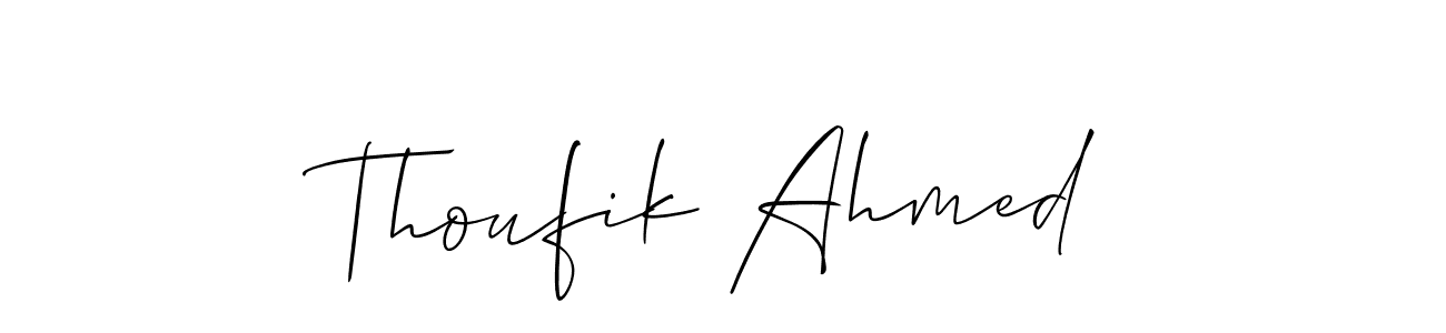 Also You can easily find your signature by using the search form. We will create Thoufik Ahmed name handwritten signature images for you free of cost using Allison_Script sign style. Thoufik Ahmed signature style 2 images and pictures png