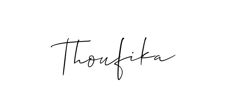 Allison_Script is a professional signature style that is perfect for those who want to add a touch of class to their signature. It is also a great choice for those who want to make their signature more unique. Get Thoufika name to fancy signature for free. Thoufika signature style 2 images and pictures png