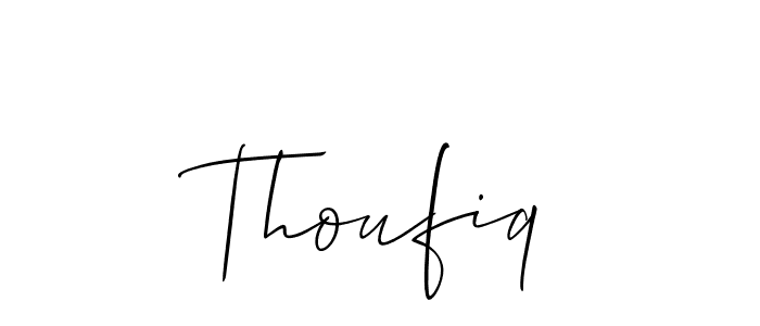 Make a beautiful signature design for name Thoufiq. With this signature (Allison_Script) style, you can create a handwritten signature for free. Thoufiq signature style 2 images and pictures png