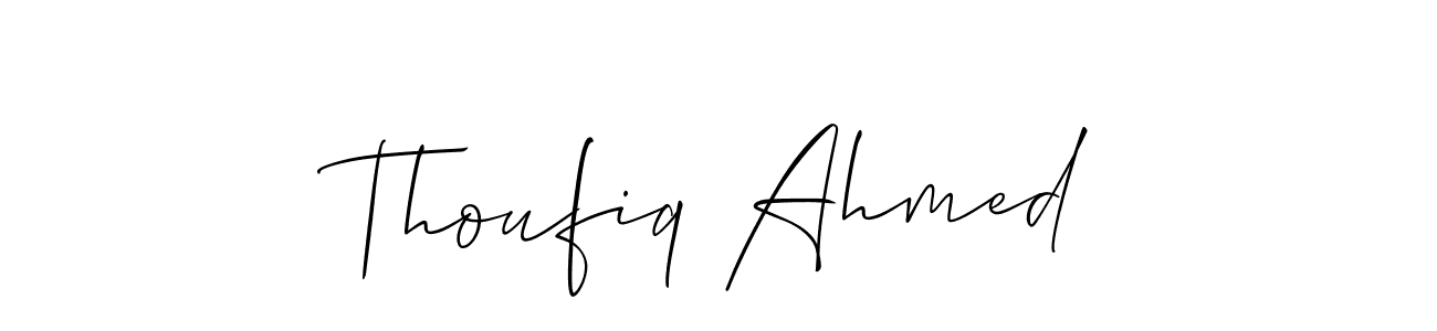 This is the best signature style for the Thoufiq Ahmed name. Also you like these signature font (Allison_Script). Mix name signature. Thoufiq Ahmed signature style 2 images and pictures png