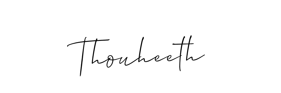 Design your own signature with our free online signature maker. With this signature software, you can create a handwritten (Allison_Script) signature for name Thouheeth. Thouheeth signature style 2 images and pictures png