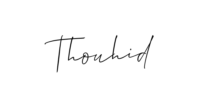 The best way (Allison_Script) to make a short signature is to pick only two or three words in your name. The name Thouhid include a total of six letters. For converting this name. Thouhid signature style 2 images and pictures png