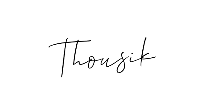 Use a signature maker to create a handwritten signature online. With this signature software, you can design (Allison_Script) your own signature for name Thousik. Thousik signature style 2 images and pictures png