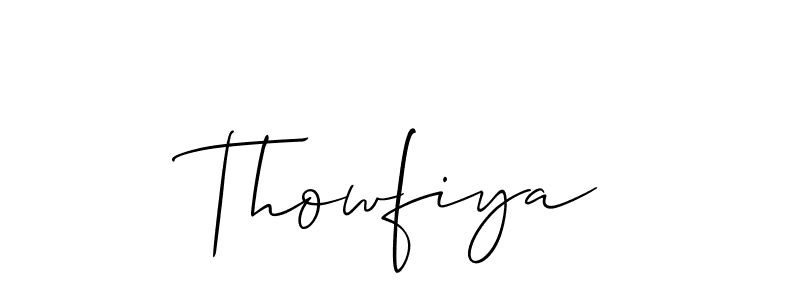 How to Draw Thowfiya signature style? Allison_Script is a latest design signature styles for name Thowfiya. Thowfiya signature style 2 images and pictures png