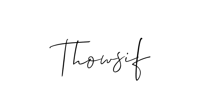 Allison_Script is a professional signature style that is perfect for those who want to add a touch of class to their signature. It is also a great choice for those who want to make their signature more unique. Get Thowsif name to fancy signature for free. Thowsif signature style 2 images and pictures png