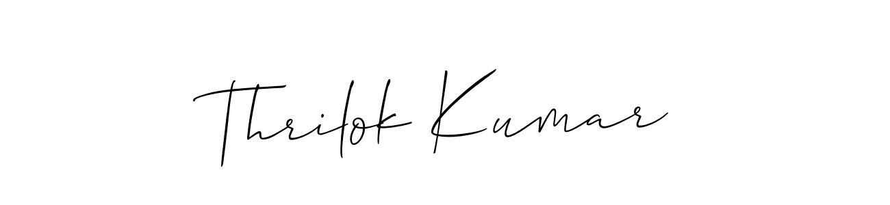 You should practise on your own different ways (Allison_Script) to write your name (Thrilok Kumar) in signature. don't let someone else do it for you. Thrilok Kumar signature style 2 images and pictures png