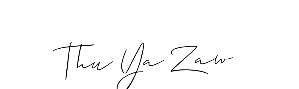 Make a beautiful signature design for name Thu Ya Zaw. With this signature (Allison_Script) style, you can create a handwritten signature for free. Thu Ya Zaw signature style 2 images and pictures png