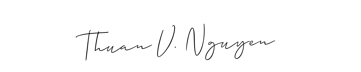 Make a short Thuan V. Nguyen signature style. Manage your documents anywhere anytime using Allison_Script. Create and add eSignatures, submit forms, share and send files easily. Thuan V. Nguyen signature style 2 images and pictures png