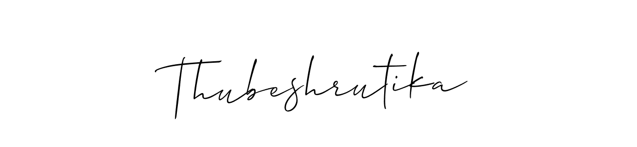 How to make Thubeshrutika name signature. Use Allison_Script style for creating short signs online. This is the latest handwritten sign. Thubeshrutika signature style 2 images and pictures png