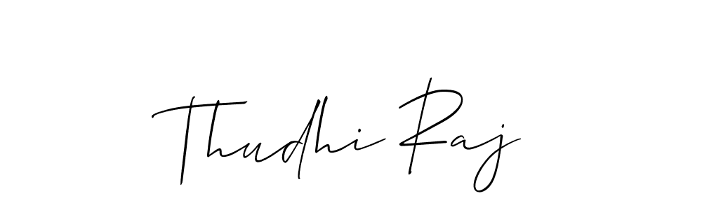 The best way (Allison_Script) to make a short signature is to pick only two or three words in your name. The name Thudhi Raj include a total of six letters. For converting this name. Thudhi Raj signature style 2 images and pictures png