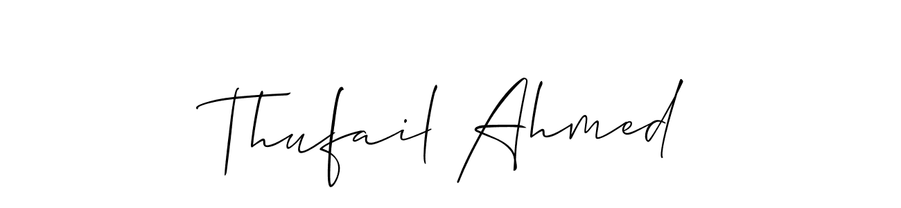 How to Draw Thufail Ahmed signature style? Allison_Script is a latest design signature styles for name Thufail Ahmed. Thufail Ahmed signature style 2 images and pictures png