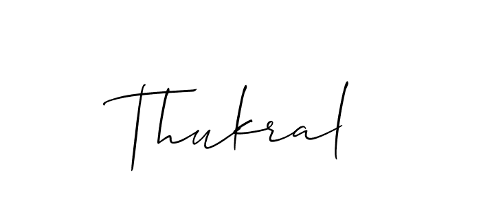 How to Draw Thukral signature style? Allison_Script is a latest design signature styles for name Thukral. Thukral signature style 2 images and pictures png