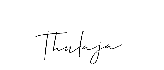 Allison_Script is a professional signature style that is perfect for those who want to add a touch of class to their signature. It is also a great choice for those who want to make their signature more unique. Get Thulaja name to fancy signature for free. Thulaja signature style 2 images and pictures png