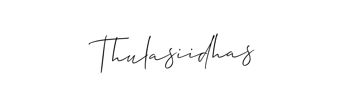 The best way (Allison_Script) to make a short signature is to pick only two or three words in your name. The name Thulasiidhas include a total of six letters. For converting this name. Thulasiidhas signature style 2 images and pictures png