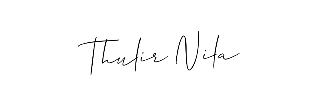 Similarly Allison_Script is the best handwritten signature design. Signature creator online .You can use it as an online autograph creator for name Thulir Nila. Thulir Nila signature style 2 images and pictures png