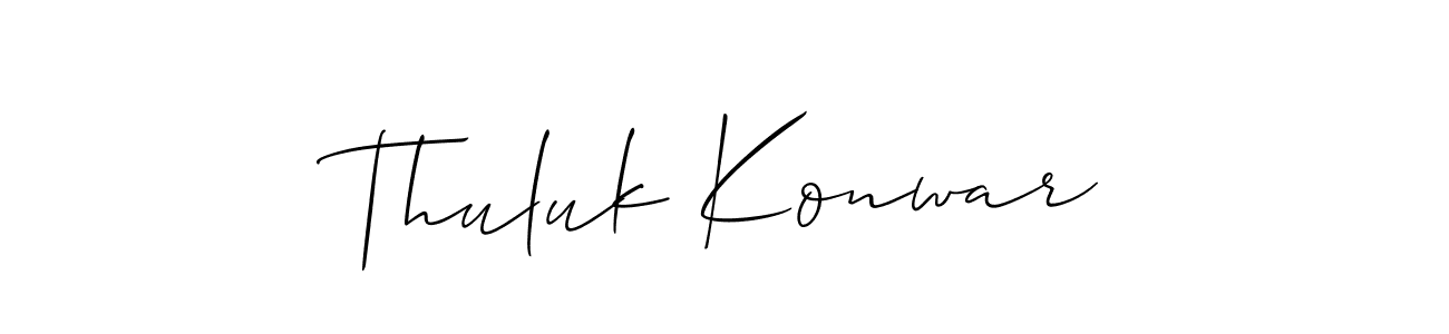 Use a signature maker to create a handwritten signature online. With this signature software, you can design (Allison_Script) your own signature for name Thuluk Konwar. Thuluk Konwar signature style 2 images and pictures png
