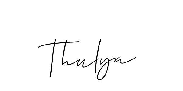 Allison_Script is a professional signature style that is perfect for those who want to add a touch of class to their signature. It is also a great choice for those who want to make their signature more unique. Get Thulya name to fancy signature for free. Thulya signature style 2 images and pictures png