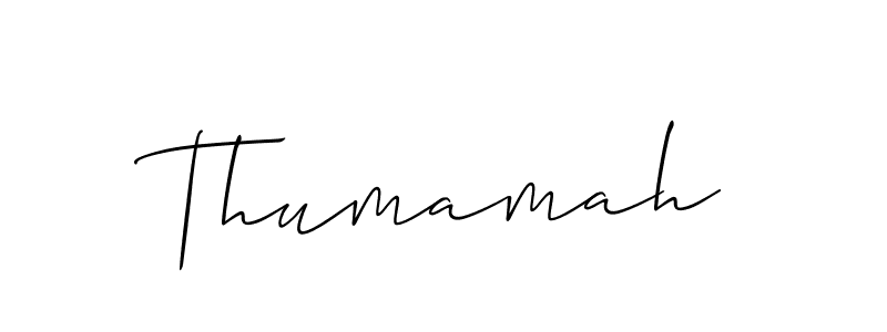 The best way (Allison_Script) to make a short signature is to pick only two or three words in your name. The name Thumamah include a total of six letters. For converting this name. Thumamah signature style 2 images and pictures png