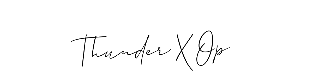 The best way (Allison_Script) to make a short signature is to pick only two or three words in your name. The name Thunder X Op include a total of six letters. For converting this name. Thunder X Op signature style 2 images and pictures png