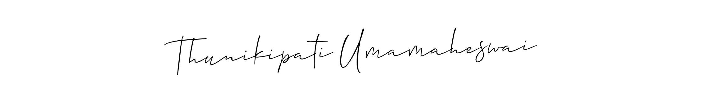 Make a beautiful signature design for name Thunikipati Umamaheswai. With this signature (Allison_Script) style, you can create a handwritten signature for free. Thunikipati Umamaheswai signature style 2 images and pictures png