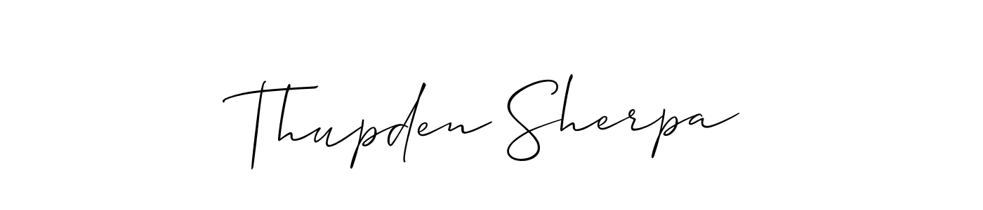 Create a beautiful signature design for name Thupden Sherpa. With this signature (Allison_Script) fonts, you can make a handwritten signature for free. Thupden Sherpa signature style 2 images and pictures png