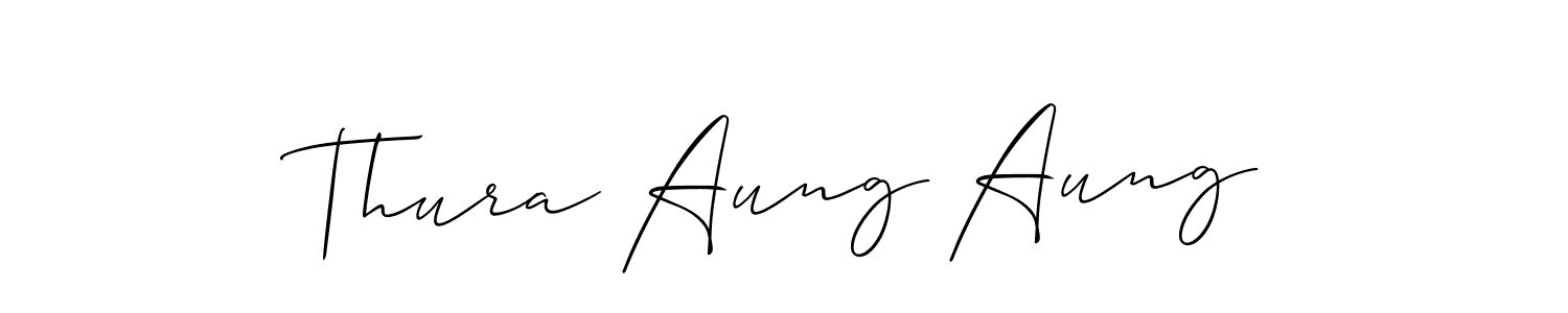 Allison_Script is a professional signature style that is perfect for those who want to add a touch of class to their signature. It is also a great choice for those who want to make their signature more unique. Get Thura Aung Aung name to fancy signature for free. Thura Aung Aung signature style 2 images and pictures png