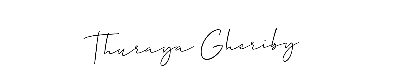 Make a beautiful signature design for name Thuraya Gheriby. With this signature (Allison_Script) style, you can create a handwritten signature for free. Thuraya Gheriby signature style 2 images and pictures png