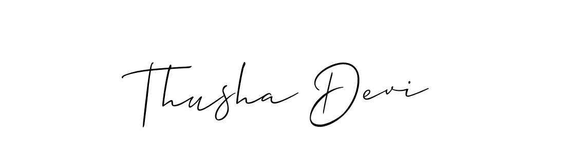 Use a signature maker to create a handwritten signature online. With this signature software, you can design (Allison_Script) your own signature for name Thusha Devi. Thusha Devi signature style 2 images and pictures png