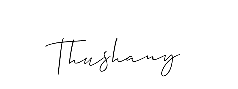 Create a beautiful signature design for name Thushany. With this signature (Allison_Script) fonts, you can make a handwritten signature for free. Thushany signature style 2 images and pictures png