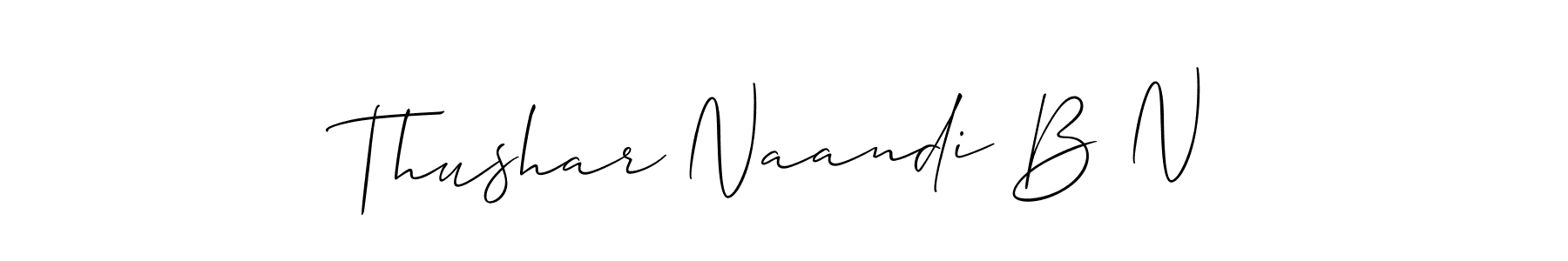 You should practise on your own different ways (Allison_Script) to write your name (Thushar Naandi B N) in signature. don't let someone else do it for you. Thushar Naandi B N signature style 2 images and pictures png