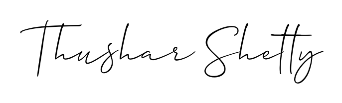 How to make Thushar Shetty name signature. Use Allison_Script style for creating short signs online. This is the latest handwritten sign. Thushar Shetty signature style 2 images and pictures png