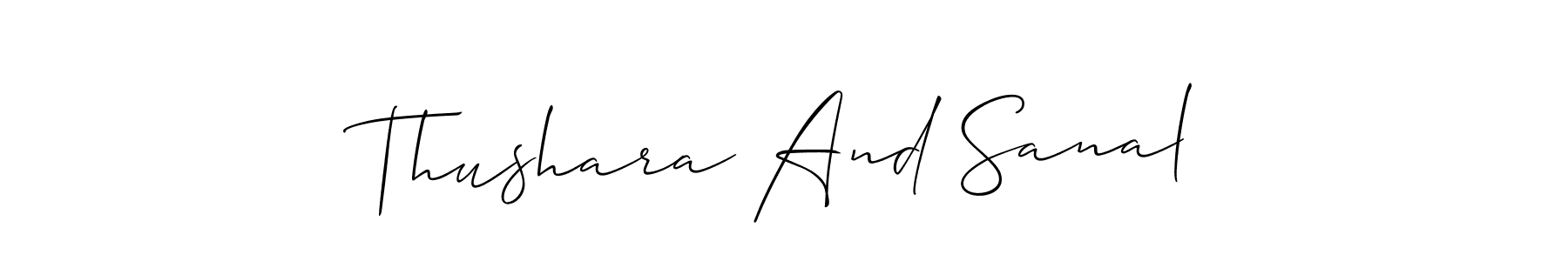 Thushara And Sanal stylish signature style. Best Handwritten Sign (Allison_Script) for my name. Handwritten Signature Collection Ideas for my name Thushara And Sanal. Thushara And Sanal signature style 2 images and pictures png