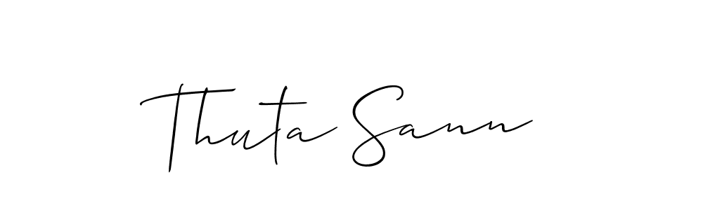 How to Draw Thuta Sann signature style? Allison_Script is a latest design signature styles for name Thuta Sann. Thuta Sann signature style 2 images and pictures png
