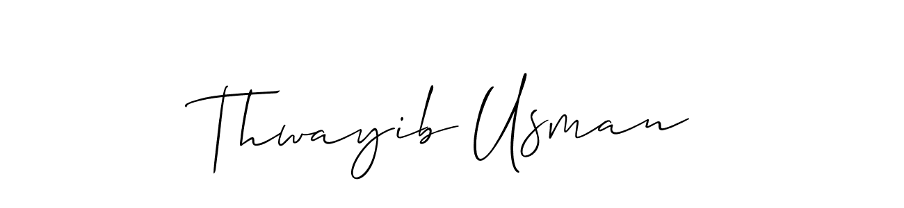 How to make Thwayib Usman name signature. Use Allison_Script style for creating short signs online. This is the latest handwritten sign. Thwayib Usman signature style 2 images and pictures png