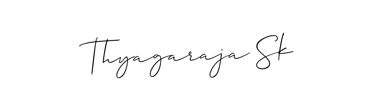 Make a beautiful signature design for name Thyagaraja Sk. With this signature (Allison_Script) style, you can create a handwritten signature for free. Thyagaraja Sk signature style 2 images and pictures png