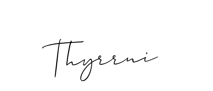 Make a short Thyrrni signature style. Manage your documents anywhere anytime using Allison_Script. Create and add eSignatures, submit forms, share and send files easily. Thyrrni signature style 2 images and pictures png