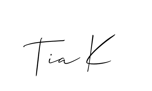 Make a short Tia K signature style. Manage your documents anywhere anytime using Allison_Script. Create and add eSignatures, submit forms, share and send files easily. Tia K signature style 2 images and pictures png