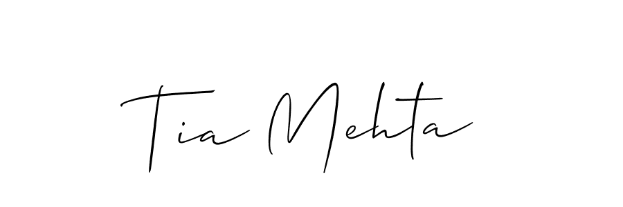 Create a beautiful signature design for name Tia Mehta. With this signature (Allison_Script) fonts, you can make a handwritten signature for free. Tia Mehta signature style 2 images and pictures png