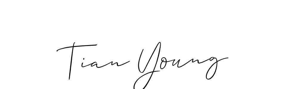 It looks lik you need a new signature style for name Tian Young. Design unique handwritten (Allison_Script) signature with our free signature maker in just a few clicks. Tian Young signature style 2 images and pictures png