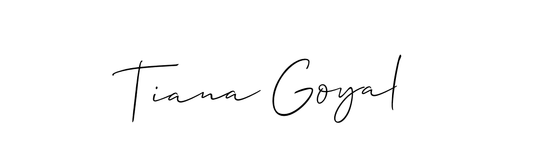 Allison_Script is a professional signature style that is perfect for those who want to add a touch of class to their signature. It is also a great choice for those who want to make their signature more unique. Get Tiana Goyal name to fancy signature for free. Tiana Goyal signature style 2 images and pictures png
