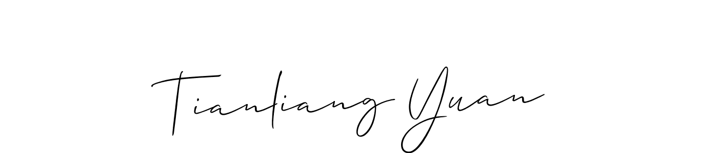 How to make Tianliang Yuan name signature. Use Allison_Script style for creating short signs online. This is the latest handwritten sign. Tianliang Yuan signature style 2 images and pictures png