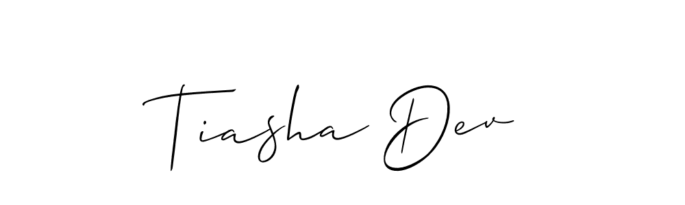 You should practise on your own different ways (Allison_Script) to write your name (Tiasha Dev) in signature. don't let someone else do it for you. Tiasha Dev signature style 2 images and pictures png