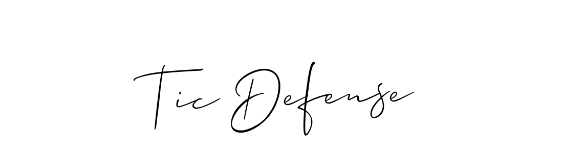 The best way (Allison_Script) to make a short signature is to pick only two or three words in your name. The name Tic Defense include a total of six letters. For converting this name. Tic Defense signature style 2 images and pictures png