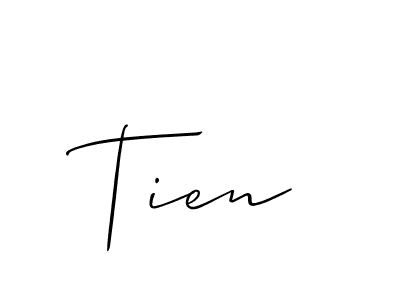Use a signature maker to create a handwritten signature online. With this signature software, you can design (Allison_Script) your own signature for name Tien. Tien signature style 2 images and pictures png